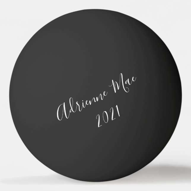 Simply Personalized Black Ping Pong Ball (Front)