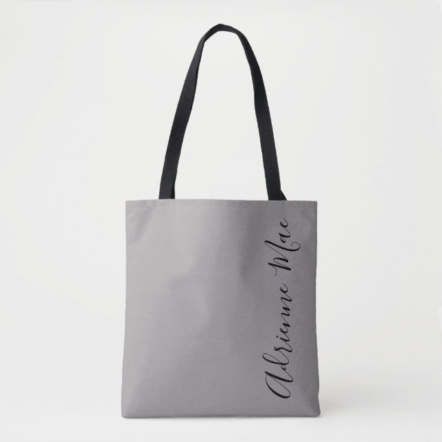 Simply Personalized Grey + Black Tote Bag (Front)