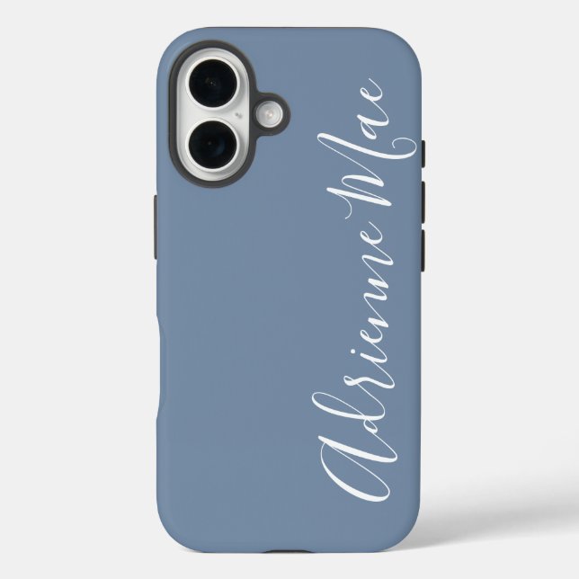 Simply Personalized Monogram Name Dusty Blue Case-Mate iPhone Case (Back)