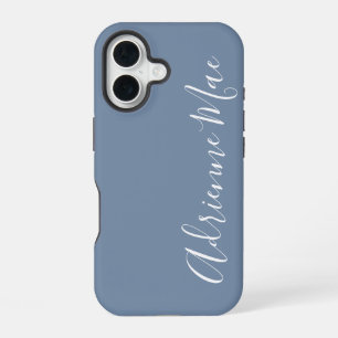 Simply Personalized Monogram Name Dusty Blue iPhone 16 Case