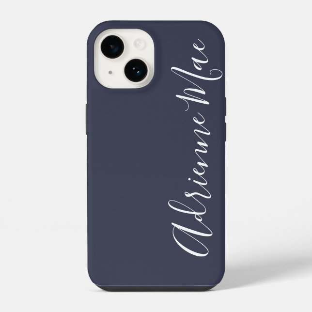 Simply Personalized Navy Blue iPhone Case (Back)
