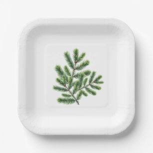 Simply Pine Greenery  Paper Plate
