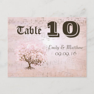 Simply Pink Heart Leaf Tree Table Number Postcard