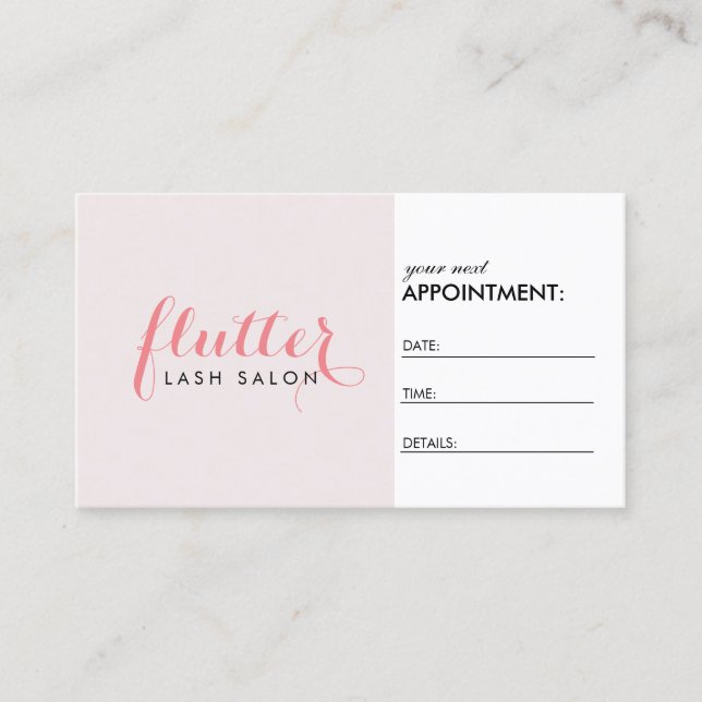 Simply Pink Lash Salon Appointment Card (Front)