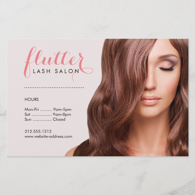 Simply Pink Lash Salon Photo Price List Menu Flyer (Front)