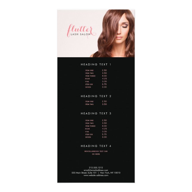 Simply Pink Lash Salon Photo Rack Card (Front)