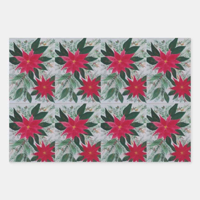 Simply Poinsettia Wrapping Paper Sheet (Front 3)