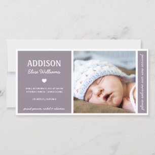 SIMPLY PURE BABY GIRL BIRTH ANNOUNCEMENT