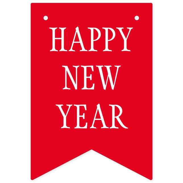 Simply RAINBOW colours & your Text: HAPPY NEW YEAR Bunting Flags (First Flag)