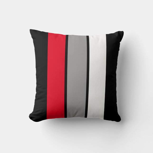 Simply Red 3 Stripe 16" Square Throw Pillow (Front)