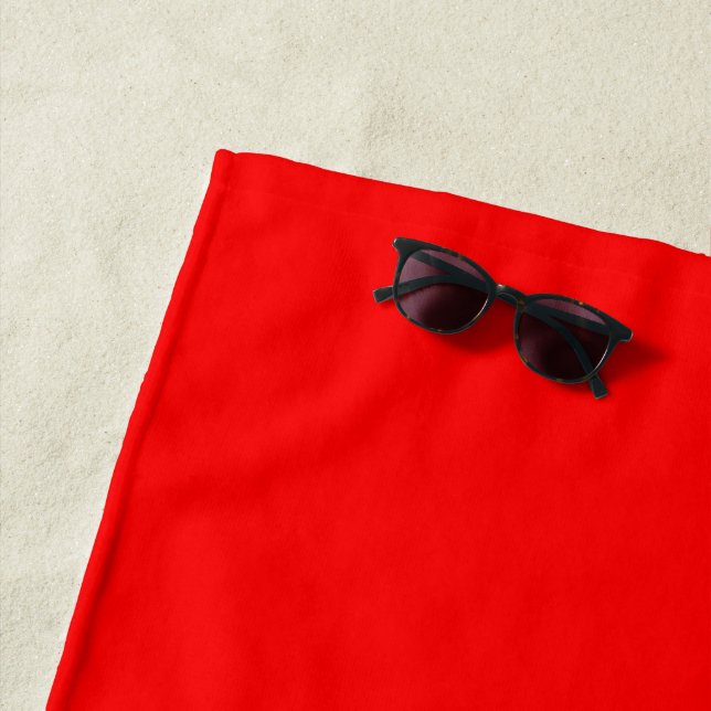 Simply Red Solid Colour Customize It Beach Towel (In Situ)