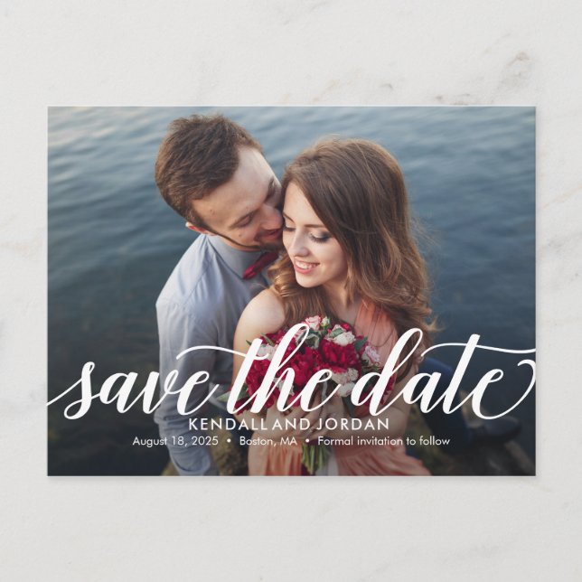Simply Romantic EDITABLE COLOR Save The Date Postcard (Front)