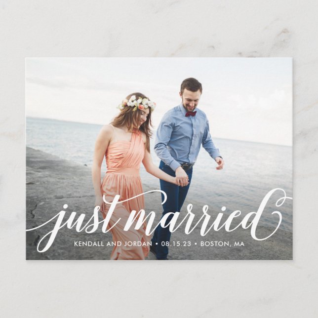 Simply Romantic Wedding Announcement Postcard (Front)