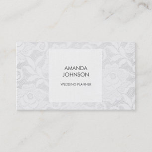 Simply Royal White  Lace Wedding Event Planner Business Card