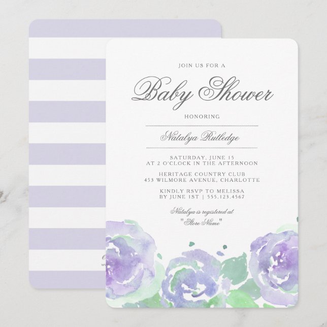 Simply Serene Baby Shower Invitation (Front/Back)