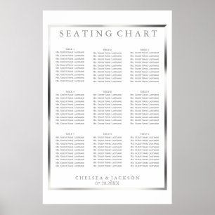 Simply Silver and White  - 9 Seating Chart