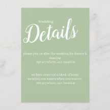 simply simple light green Wedding enclosure card
