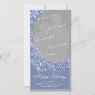 Simply Snowflake Art Custom Photo Frame Vertical 2 Holiday Card