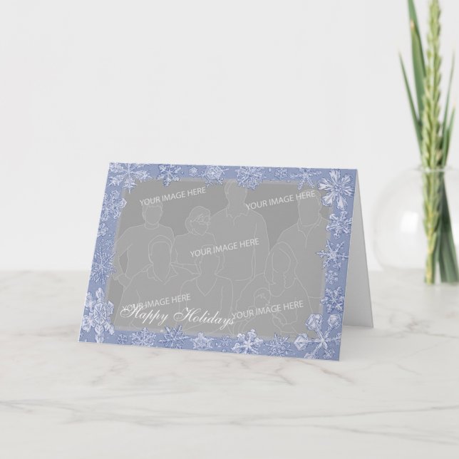 Simply Snowflake Art Personalize Photo Frame Opt 1 Holiday Card (Front)