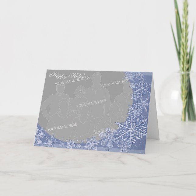 Simply Snowflake Art Personalized Photo Frame 2 Holiday Card (Front)