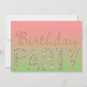 Simply Sparkle Cute Girl Birthday Party Invitation