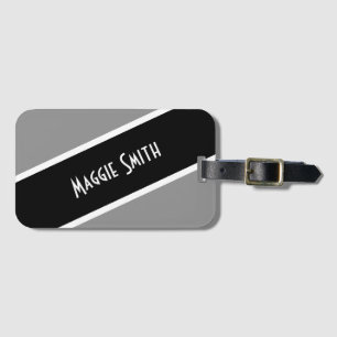 Simply Stripes black + your backgr. & Name Luggage Tag