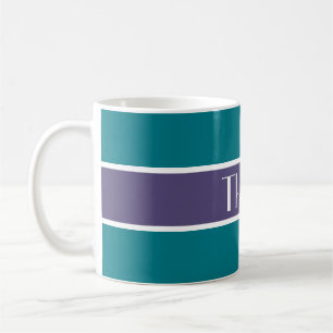 Simply Stripes dark lilac + your backgr. & Name Coffee Mug