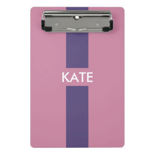 Simply Stripes dark lilac + your name / ideas Mini Clipboard