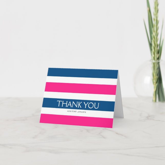 Simply Stripes Merci Note Card / Marine Pink (Devant)