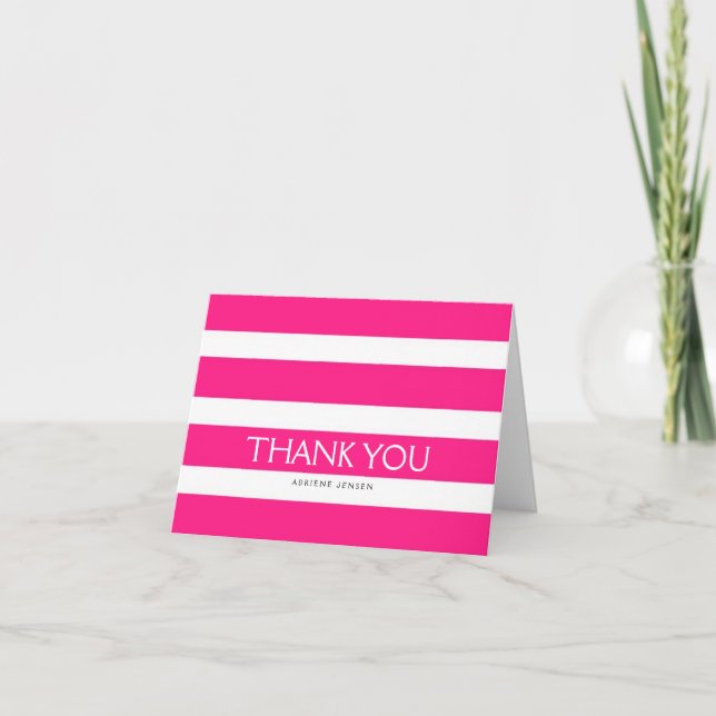 Simply Stripes Merci Note Card / Pink (Devant)