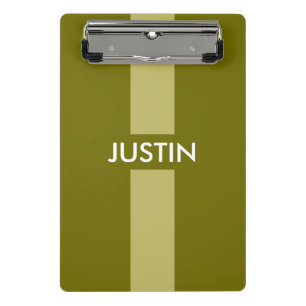 Simply Stripes olive green + your name / ideas Mini Clipboard