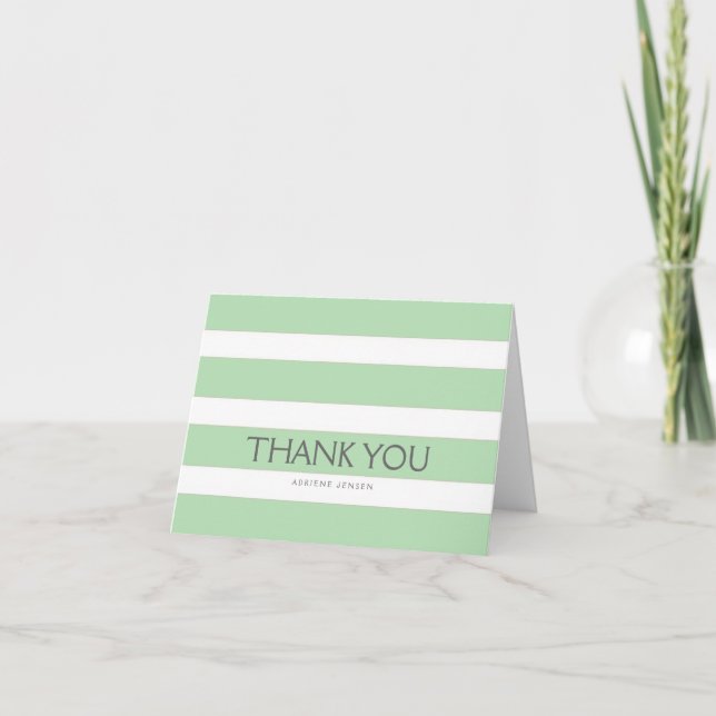 Simply Stripes Thank You Note Card / Mint (Front)