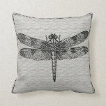 Simply Stunning Dragonfly Throw Pillow<br><div class="desc">We took a vintage scientific drawing of a dragonfly and put it on a throw pillow. We then added a textured look background, and did the whole pillow in shades of soft greys and black. We think you'll agree the resulting designer cushion is stunning. Great housewarming gift or gift for...</div>