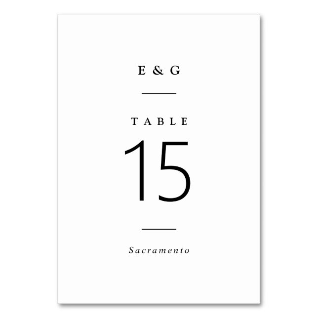 Simply Stylish | Black and white Wedding Table Number (Front)