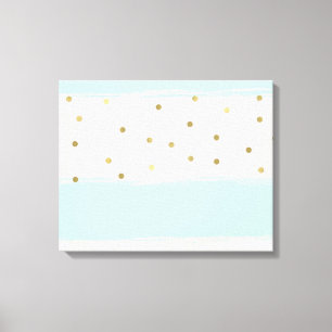 Simply Sweet Peach Mint Gold Stripes Confetti Canvas Print
