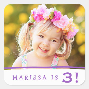 Simply Sweet Personalized Photo Birthday Stickers