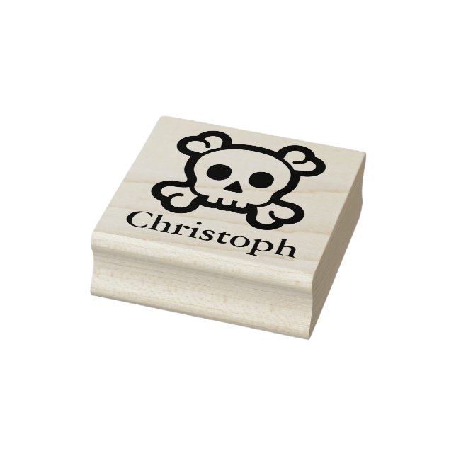 Simply Symbols / Icons - SKULL & BONES + Name Rubber Stamp (Stamp)