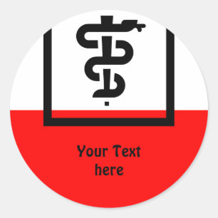 Simply Symbols - Rod of Asclepius + your ideas Classic Round Sticker