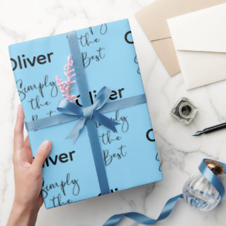 Simply the Best Personalized Pale Blue Wrapping Paper