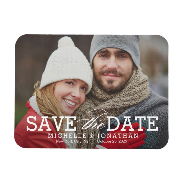 Simply Timeless EDITABLE COLOR Save The Date Magnet (Horizontal)
