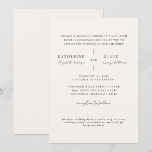 Simply Us Light Champagne Modern Website Wedding Invitation