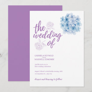 Simply Watercolor Blue Hydrangea Wedding Invitation