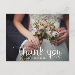 Simply Whimsical   Wedding Photo Thank You Postcard