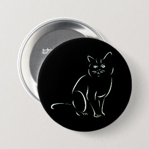 Simply White Kitty Cat 3 Inch Round Button