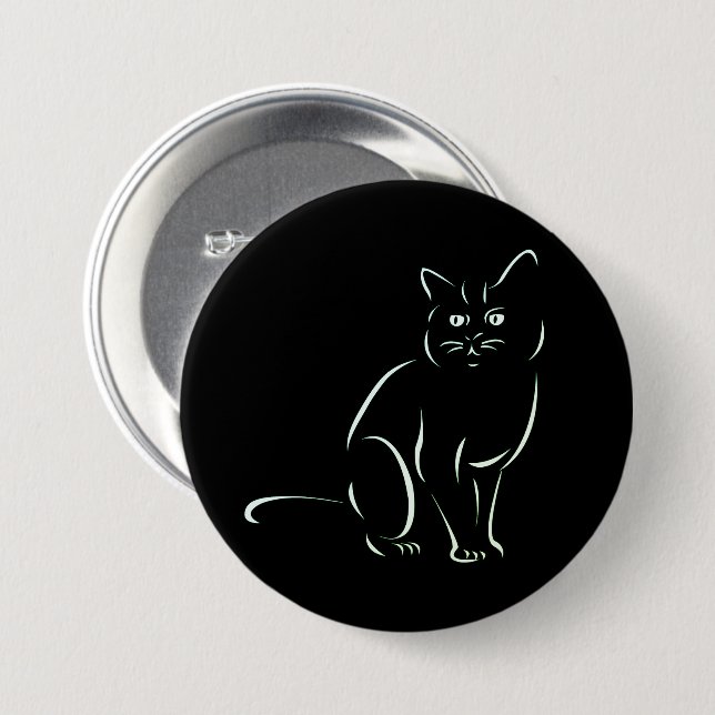 Simply White Kitty Cat 3 Inch Round Button (Front & Back)