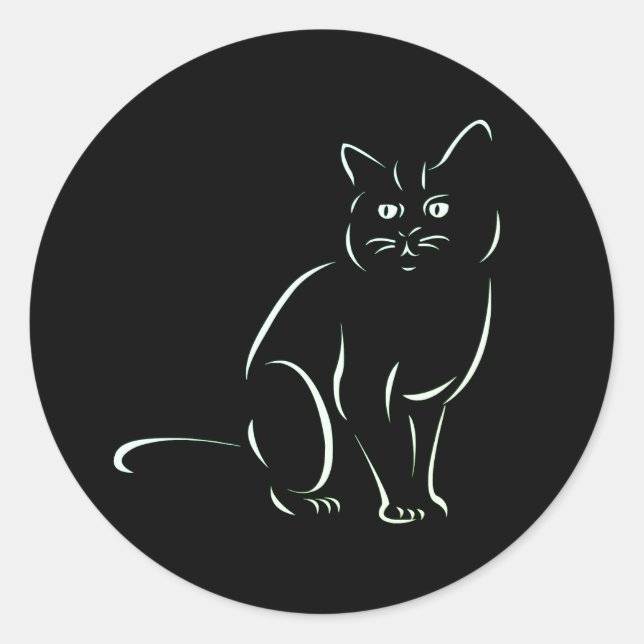 Simply White Kitty Cat Classic Round Sticker (Front)
