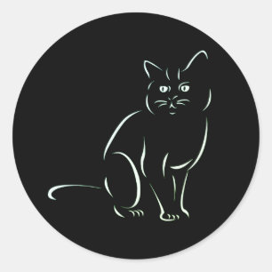 Simply White Kitty Cat Classic Round Sticker