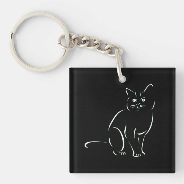 Simply White Kitty Cat Keychain (Front)
