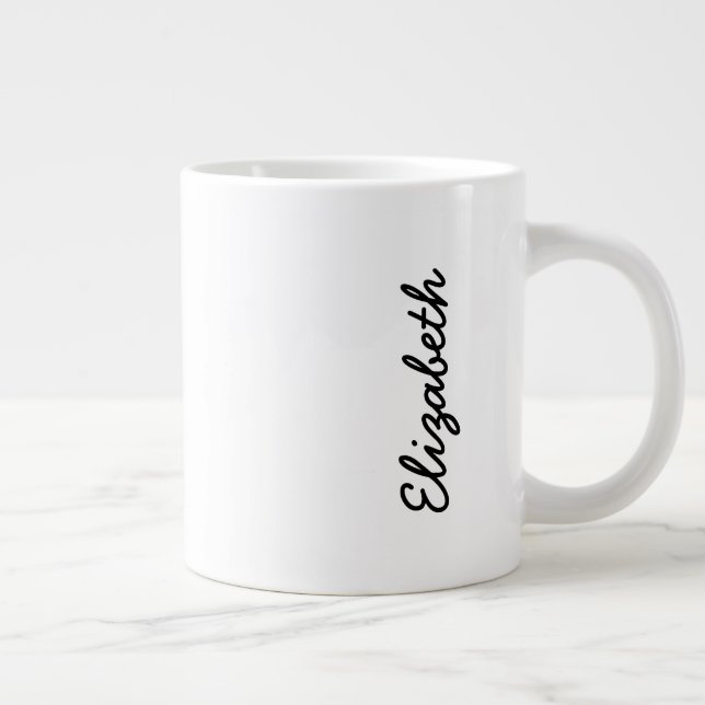 Simply White Solid Colour Personalize It Custom Large Coffee Mug (Right)