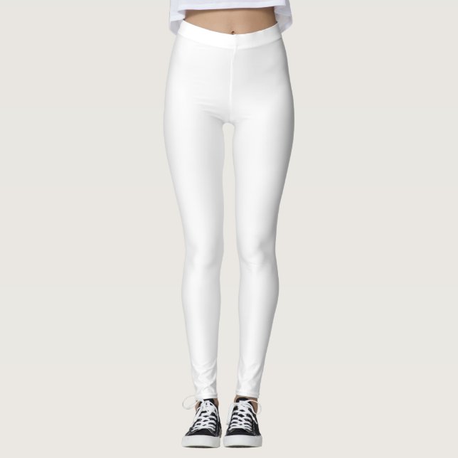 Simply White Solid Colour Personalize It Custom Leggings (Front)